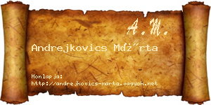 Andrejkovics Márta névjegykártya