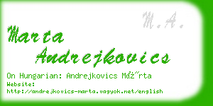 marta andrejkovics business card